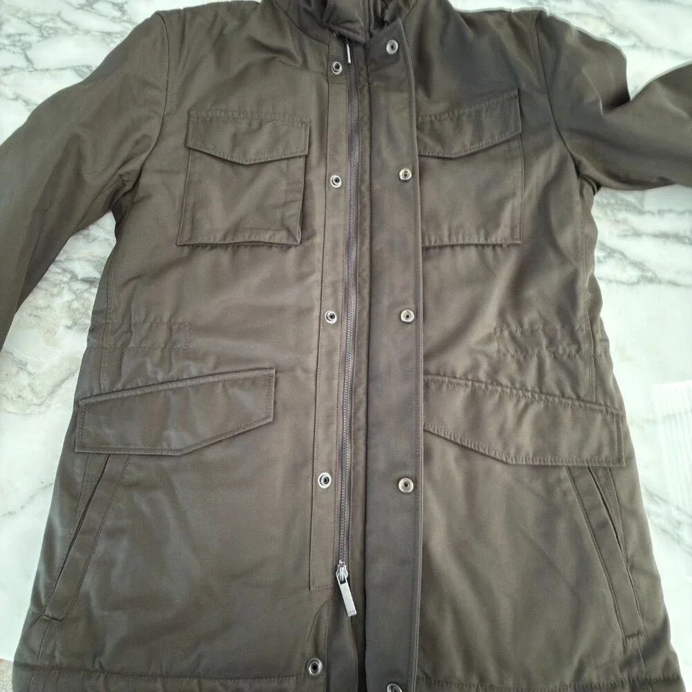 Hugo Boss Men's Dark Green‎ Centin Cotton Quilted Parka, Sizes 38